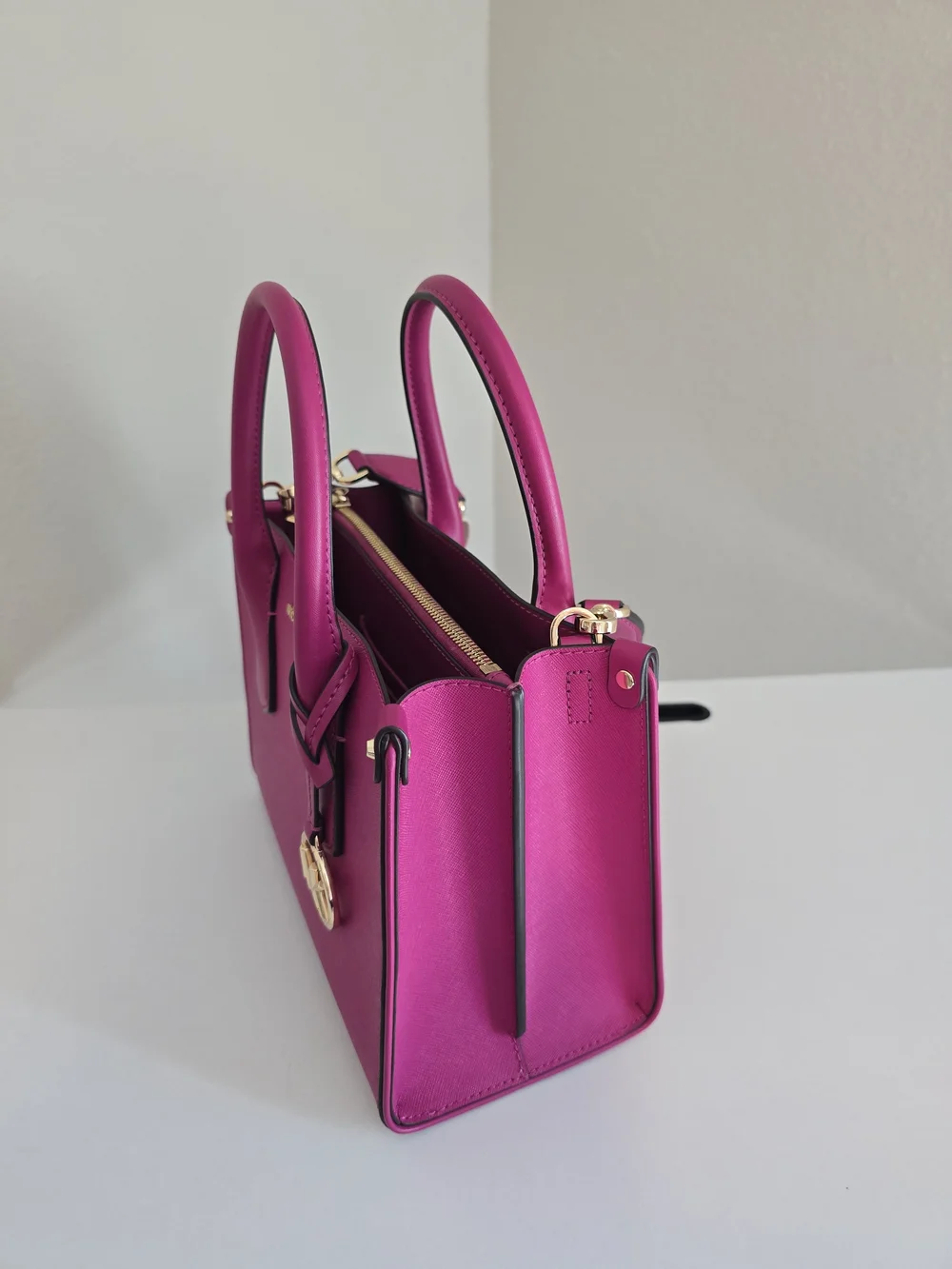 MICHAEL KORS Pink Jet Set Signature Leather Satchel
